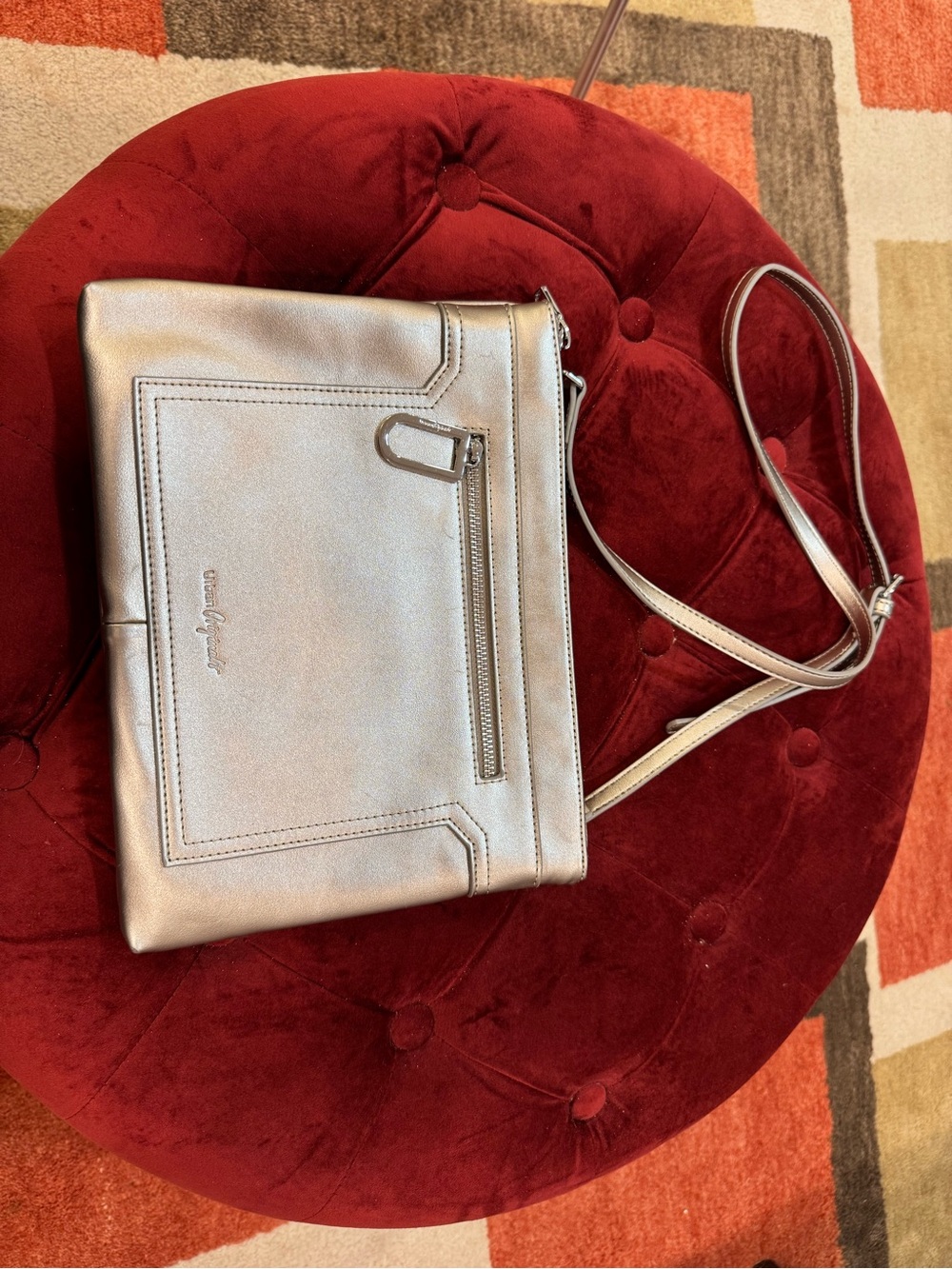 Urban Originals Metallic Silver Crossbody Bag — 8.5” x 11”